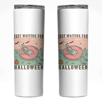 Spooky Summer Skeleton Skinny Tumbler Just Waiting For Halloween Summer Pool Party - Wonder Print Shop
