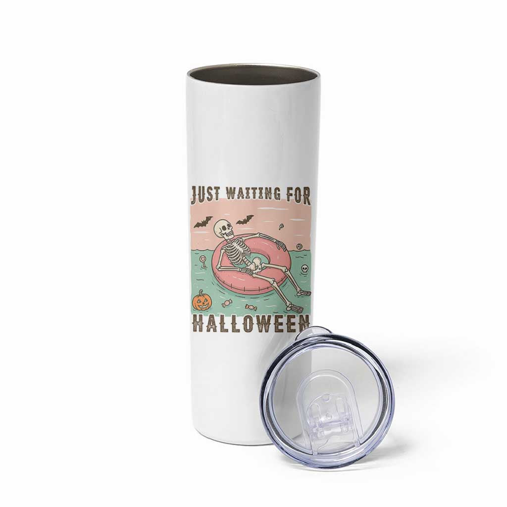 Spooky Summer Skeleton Skinny Tumbler Just Waiting For Halloween Summer Pool Party - Wonder Print Shop