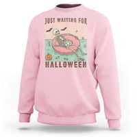 Spooky Summer Skeleton Sweatshirt Just Waiting For Halloween Summer Pool Party - Wonder Print Shop