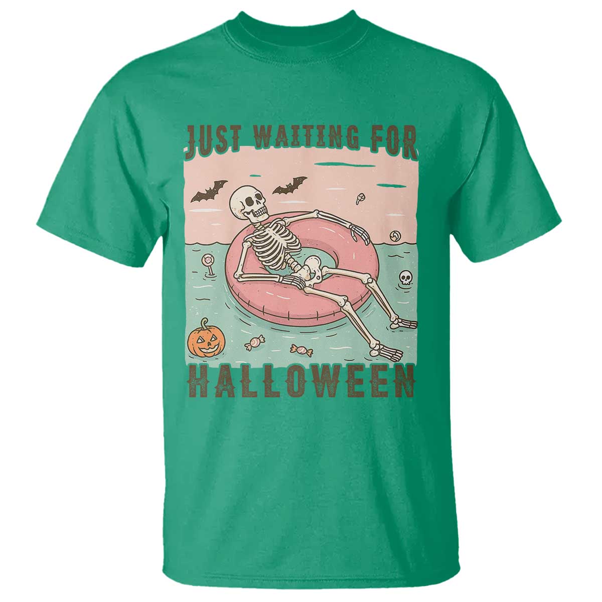 Spooky Summer Skeleton T Shirt Just Waiting For Halloween Summer Pool Party - Wonder Print Shop