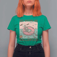 Spooky Summer Skeleton T Shirt For Women Just Waiting For Halloween Summer Pool Party - Wonder Print Shop