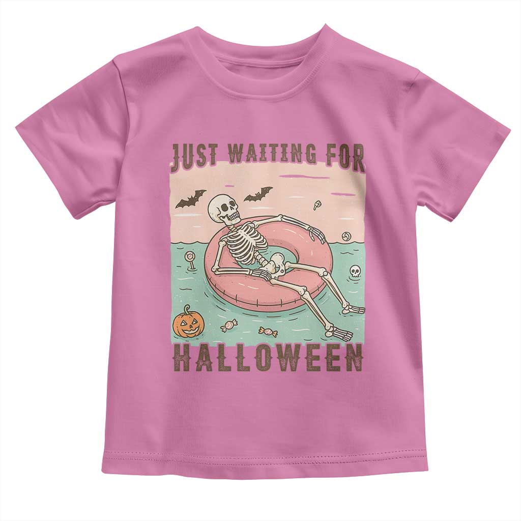 Spooky Summer Skeleton Toddler T Shirt Just Waiting For Halloween Summer Pool Party - Wonder Print Shop