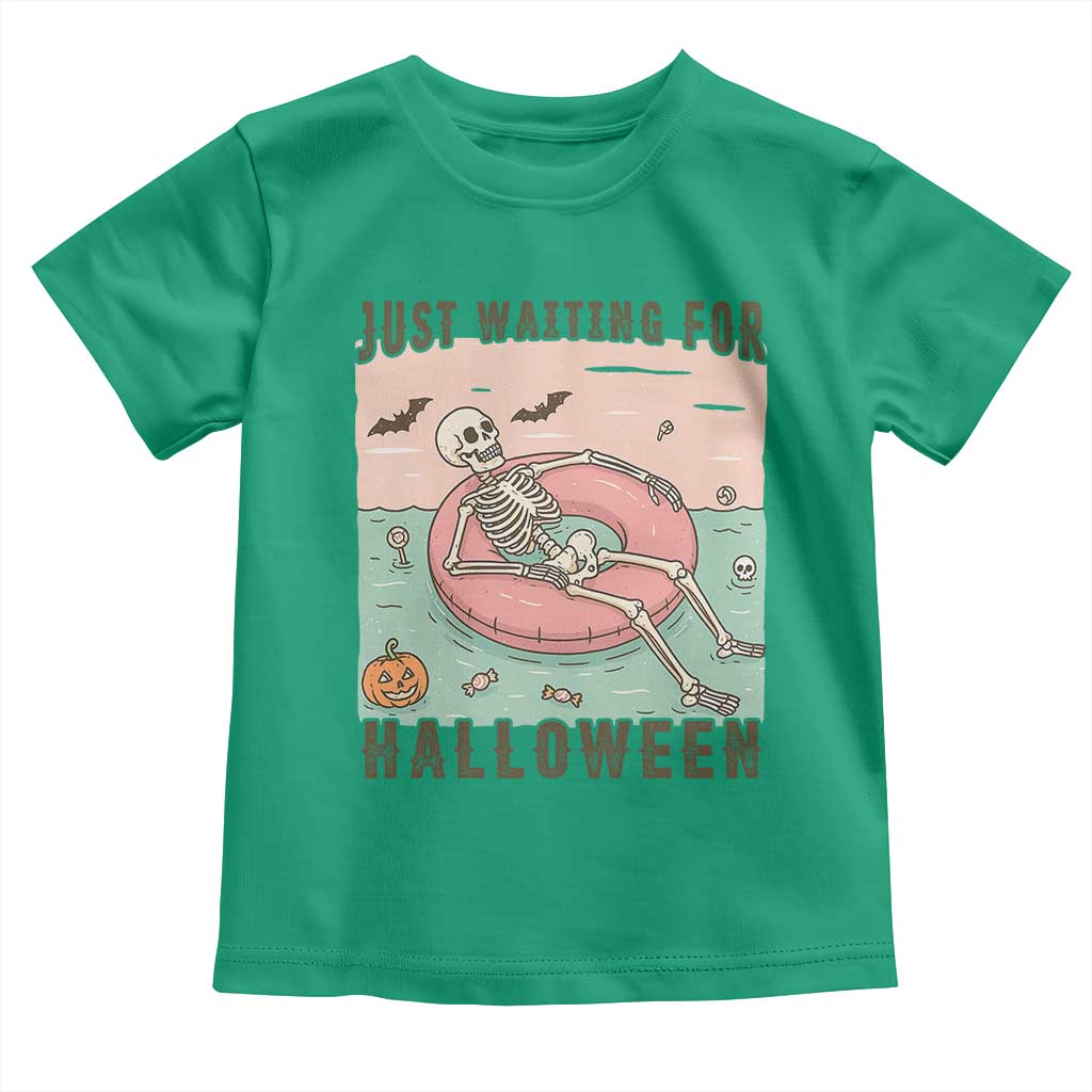 Spooky Summer Skeleton Toddler T Shirt Just Waiting For Halloween Summer Pool Party - Wonder Print Shop