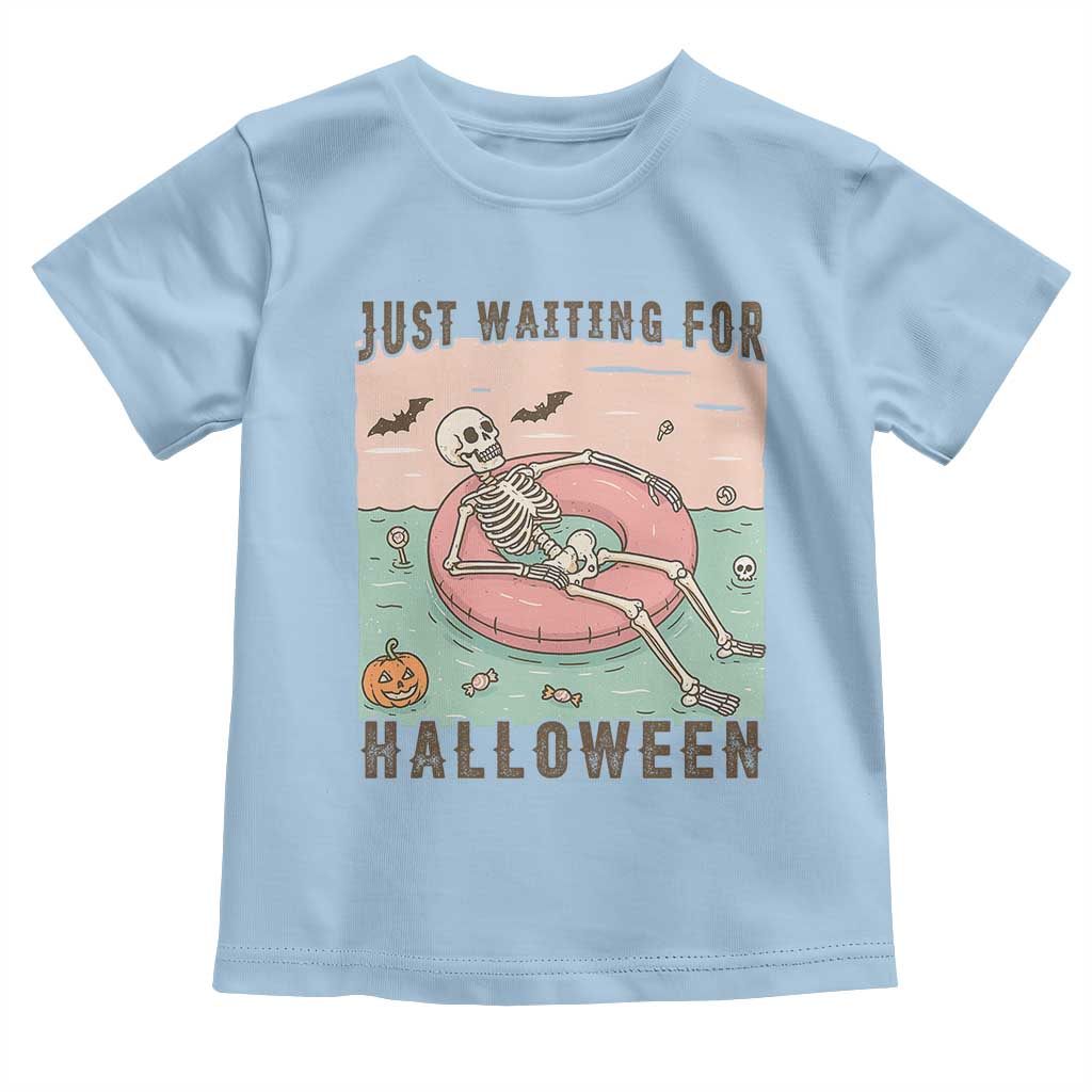 Spooky Summer Skeleton Toddler T Shirt Just Waiting For Halloween Summer Pool Party - Wonder Print Shop
