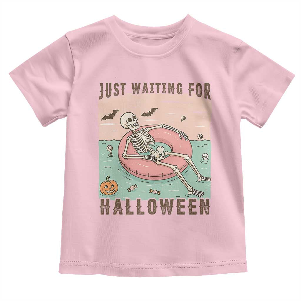 Spooky Summer Skeleton Toddler T Shirt Just Waiting For Halloween Summer Pool Party - Wonder Print Shop