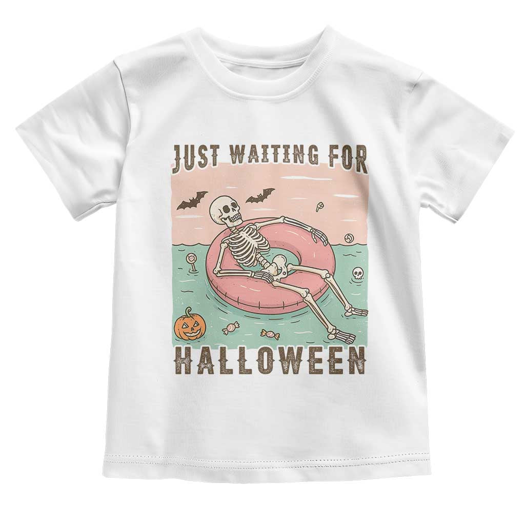 Spooky Summer Skeleton Toddler T Shirt Just Waiting For Halloween Summer Pool Party - Wonder Print Shop