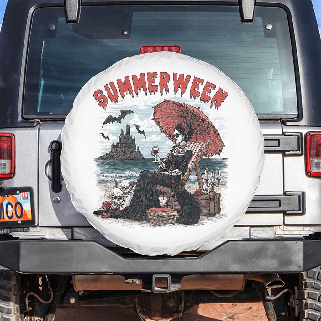 Gothic Summerween Spare Tire Cover Spooky Summer Halloween Horror Character - Wonder Print Shop