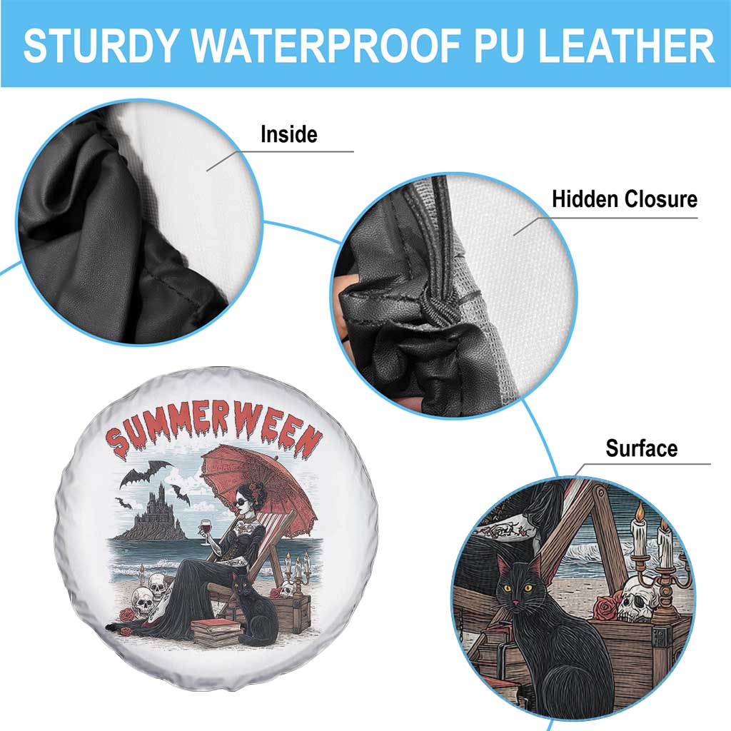Gothic Summerween Spare Tire Cover Spooky Summer Halloween Horror Character - Wonder Print Shop