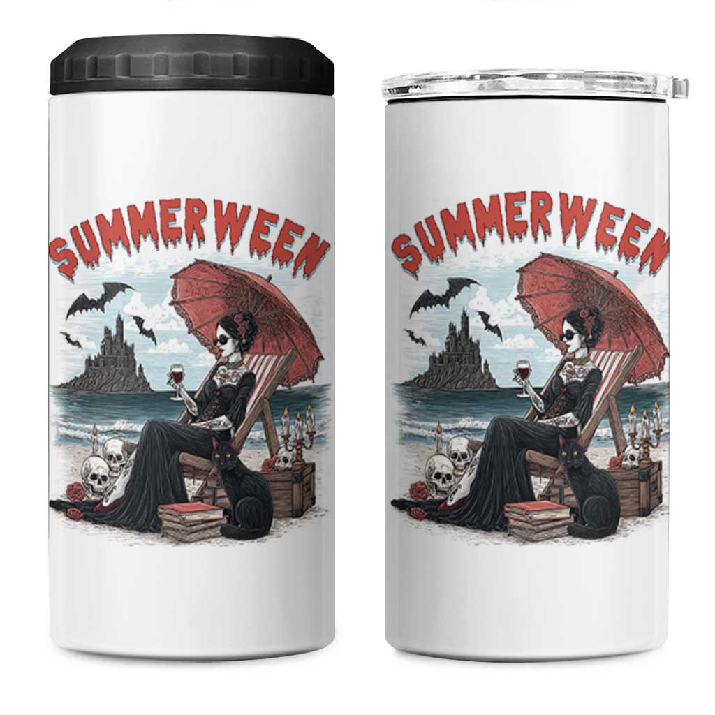 Gothic Summerween 4 in 1 Can Cooler Tumbler Spooky Summer Halloween Horror Character - Wonder Print Shop