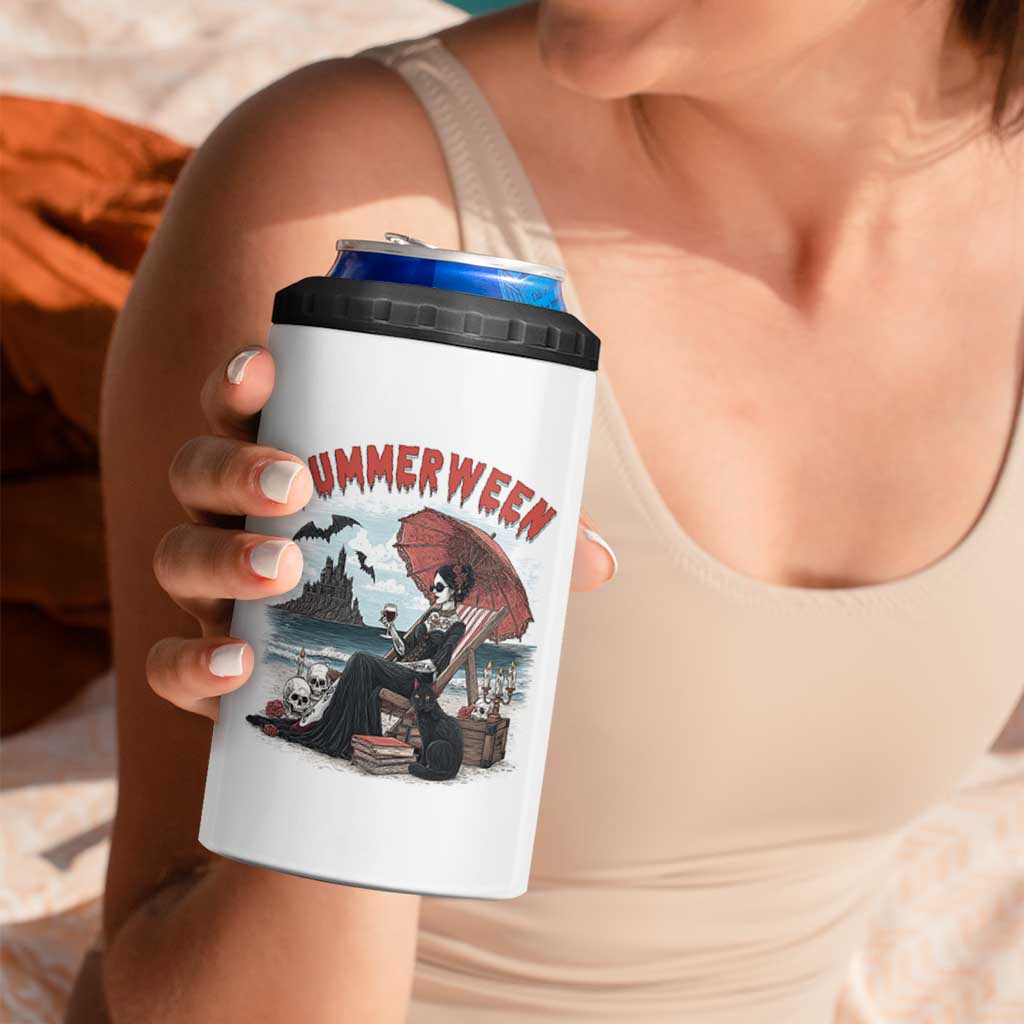 Gothic Summerween 4 in 1 Can Cooler Tumbler Spooky Summer Halloween Horror Character - Wonder Print Shop