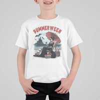 Gothic Summerween T Shirt For Kid Spooky Summer Halloween Horror Character - Wonder Print Shop