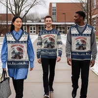 Gothic Summerween V-Neck Knit Sweater Vest Spooky Summer Halloween Horror Character - Wonder Print Shop