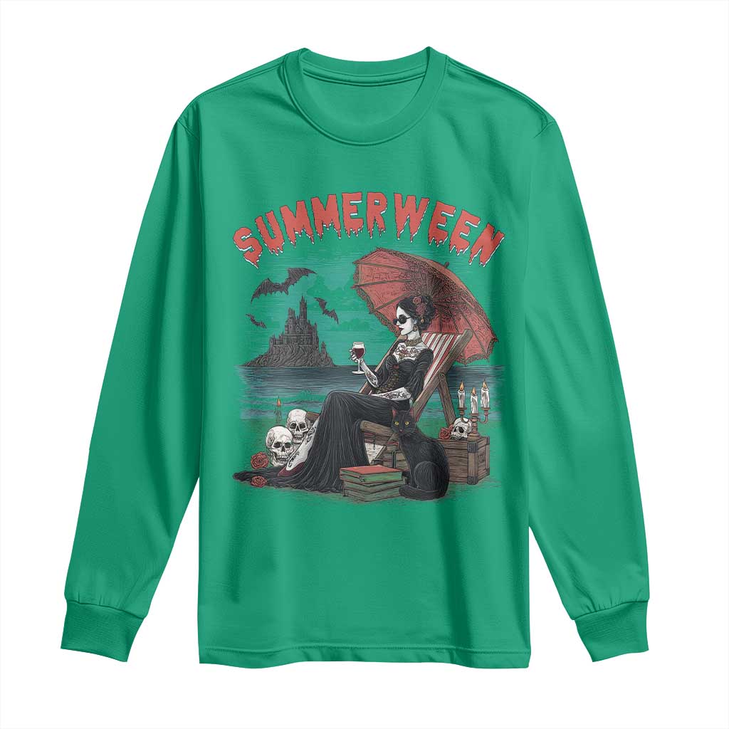 Gothic Summerween Long Sleeve Shirt Spooky Summer Halloween Horror Character - Wonder Print Shop