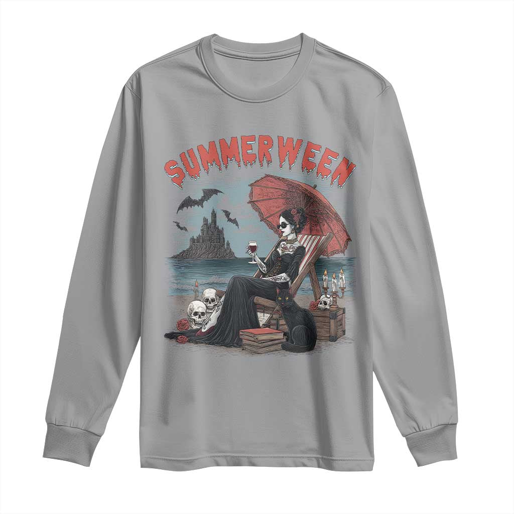 Gothic Summerween Long Sleeve Shirt Spooky Summer Halloween Horror Character - Wonder Print Shop