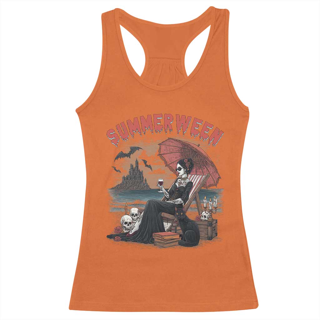 Gothic Summerween Racerback Tank Top Spooky Summer Halloween Horror Character - Wonder Print Shop