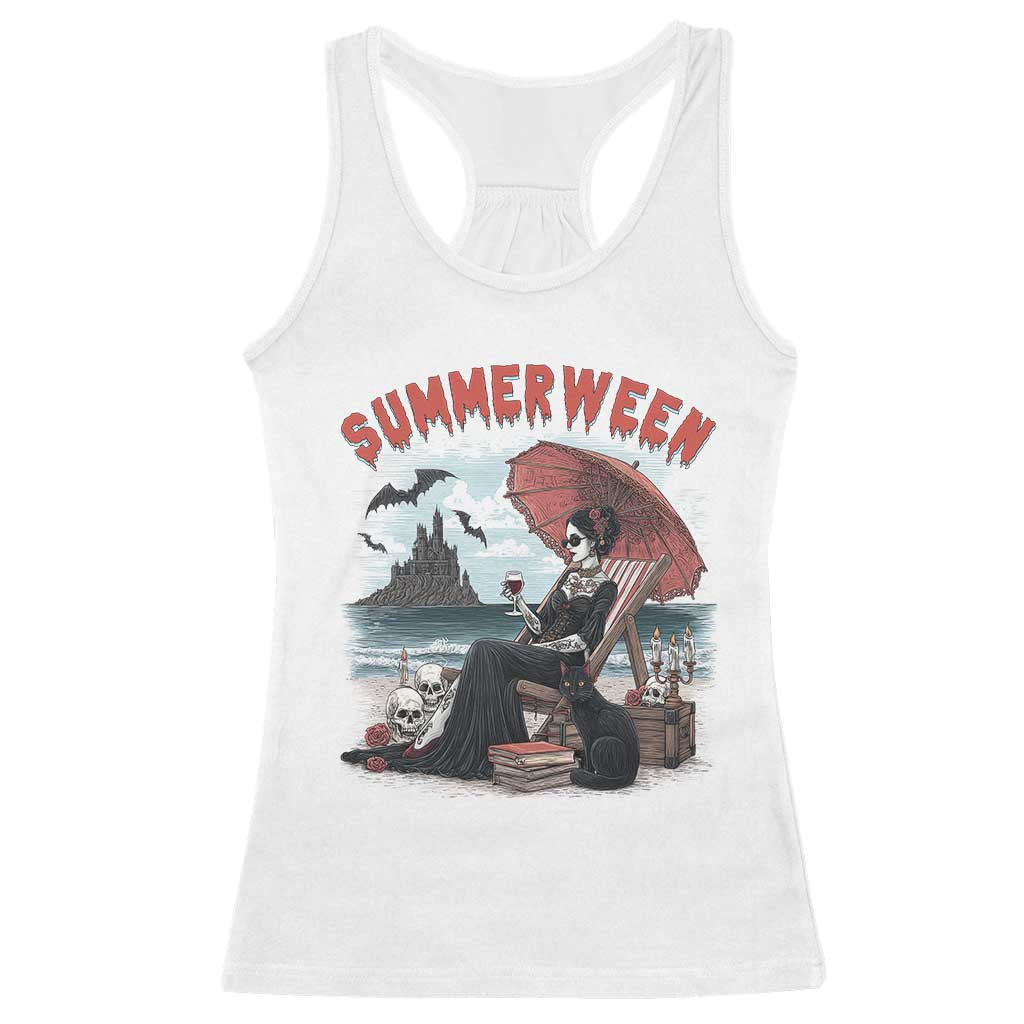 Gothic Summerween Racerback Tank Top Spooky Summer Halloween Horror Character - Wonder Print Shop