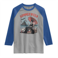 Gothic Summerween Raglan Shirt Spooky Summer Halloween Horror Character - Wonder Print Shop