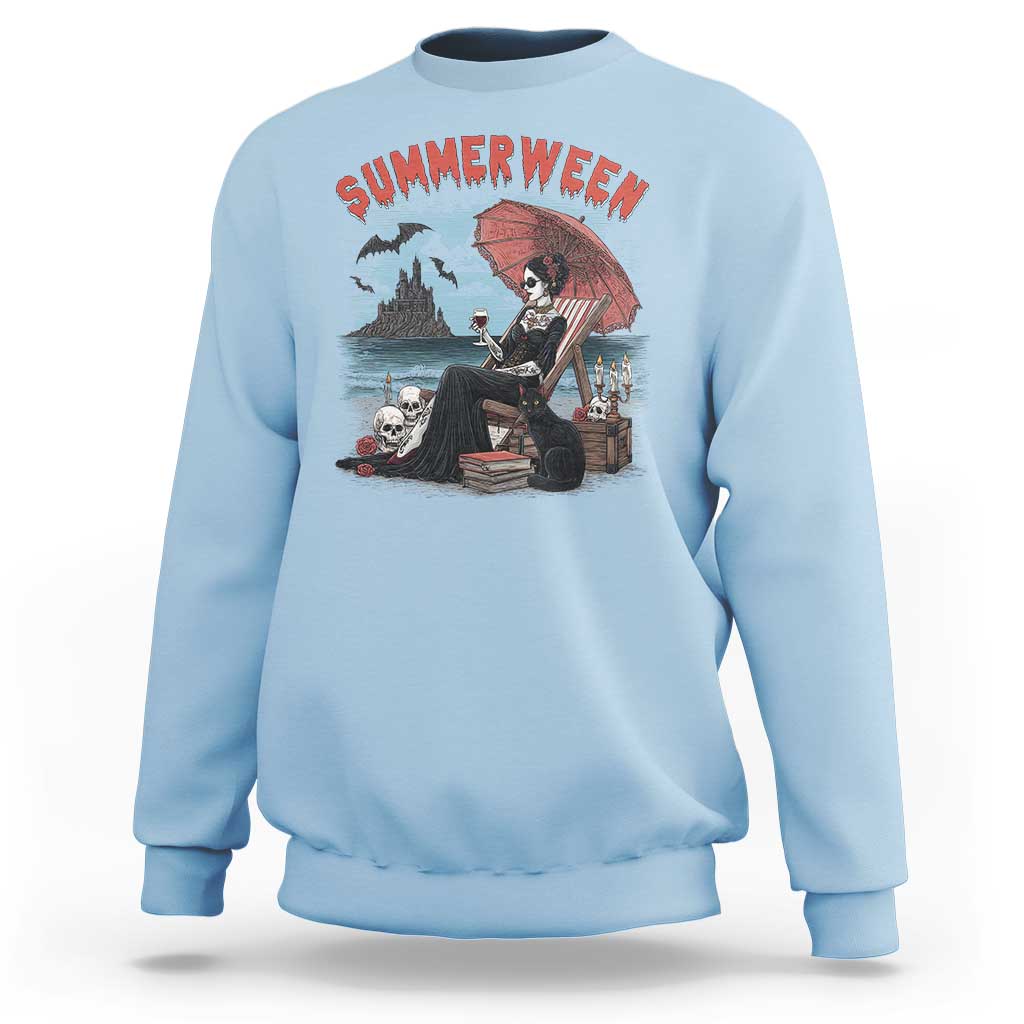 Gothic Summerween Sweatshirt Spooky Summer Halloween Horror Character - Wonder Print Shop