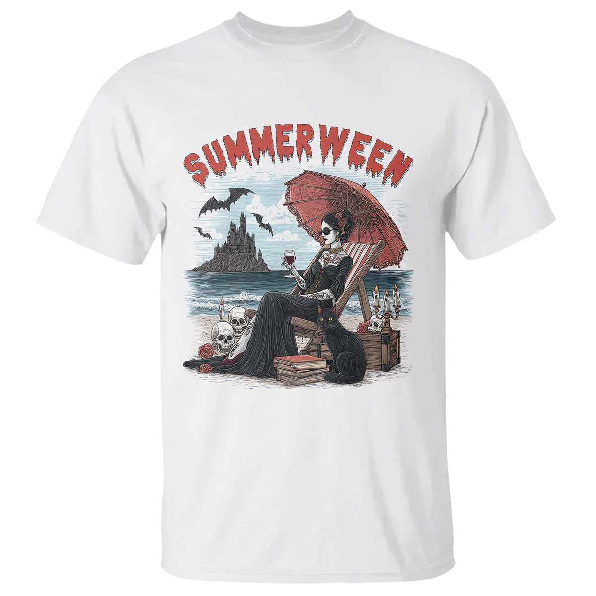 Gothic Summerween T Shirt Spooky Summer Halloween Horror Character - Wonder Print Shop