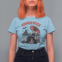 Gothic Summerween T Shirt For Women Spooky Summer Halloween Horror Character - Wonder Print Shop