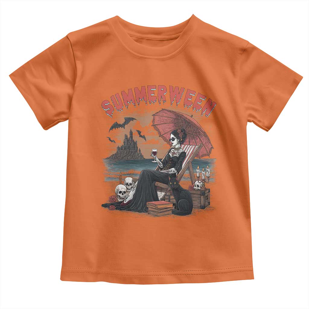 Gothic Summerween Toddler T Shirt Spooky Summer Halloween Horror Character - Wonder Print Shop