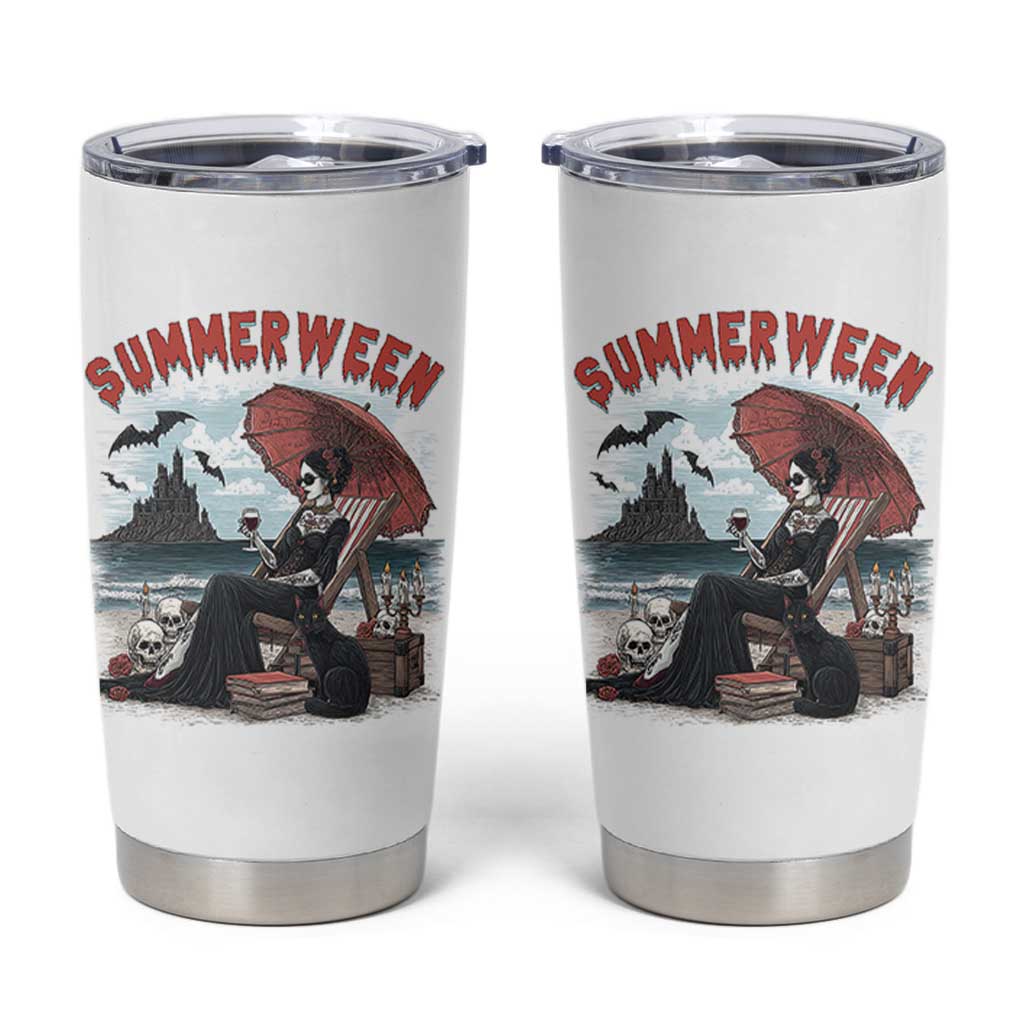 Gothic Summerween Tumbler Cup Spooky Summer Halloween Horror Character - Wonder Print Shop