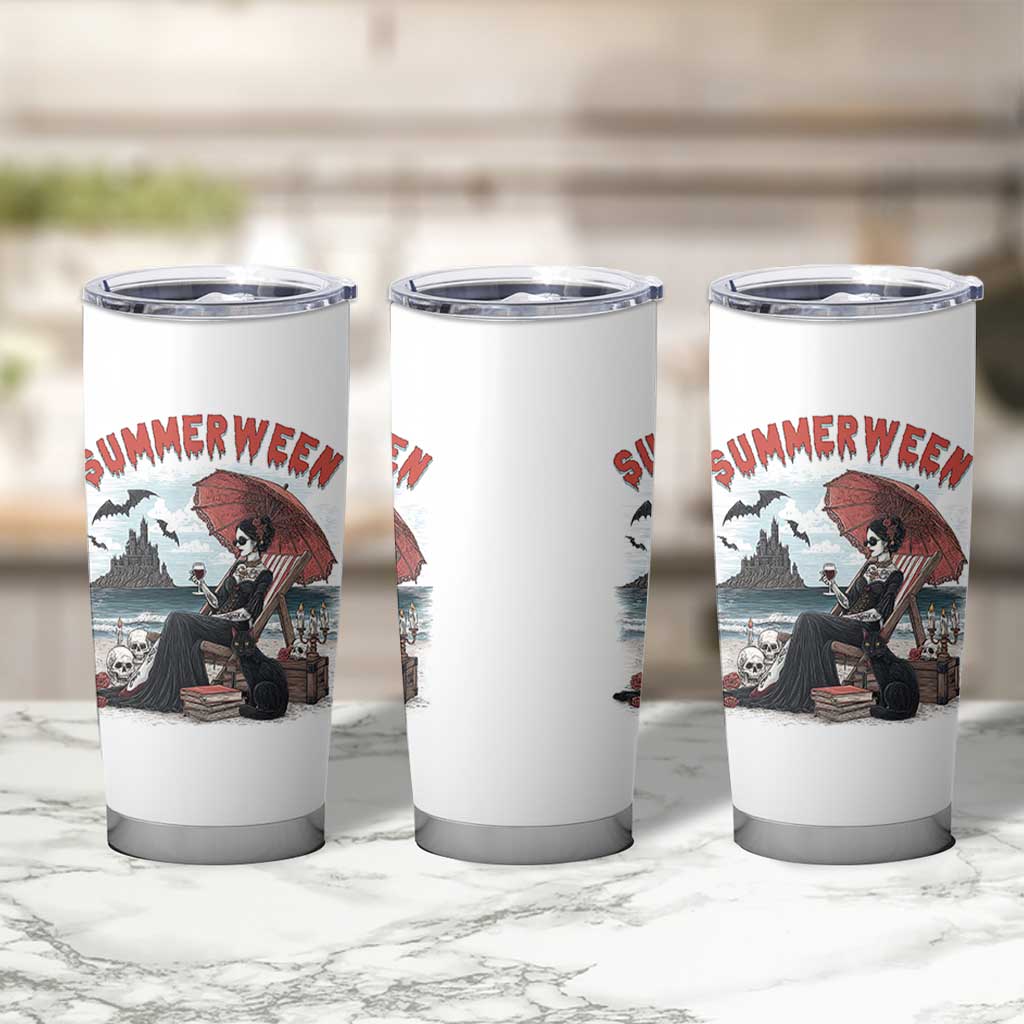 Gothic Summerween Tumbler Cup Spooky Summer Halloween Horror Character - Wonder Print Shop
