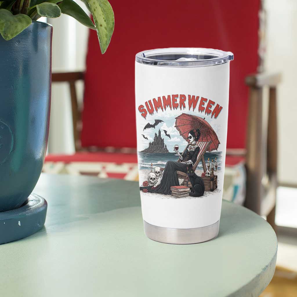 Gothic Summerween Tumbler Cup Spooky Summer Halloween Horror Character - Wonder Print Shop