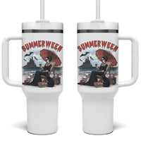 Gothic Summerween Tumbler With Handle Spooky Summer Halloween Horror Character - Wonder Print Shop
