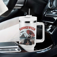 Gothic Summerween Tumbler With Handle Spooky Summer Halloween Horror Character - Wonder Print Shop