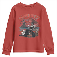 Gothic Summerween Youth Sweatshirt Spooky Summer Halloween Horror Character - Wonder Print Shop