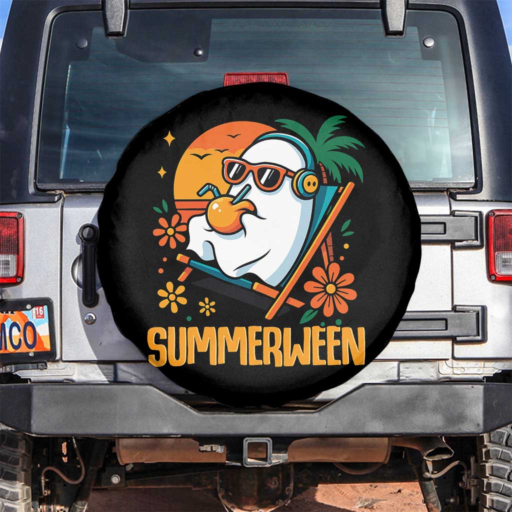 Tropical Summerween Boo Sheet Spare Tire Cover Funny Ghost Halloween Summer Beach Vibes - Wonder Print Shop