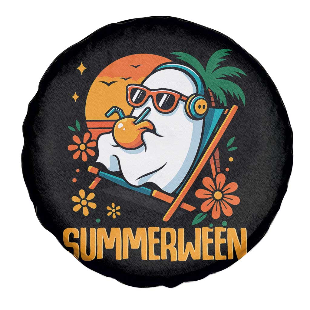Tropical Summerween Boo Sheet Spare Tire Cover Funny Ghost Halloween Summer Beach Vibes - Wonder Print Shop