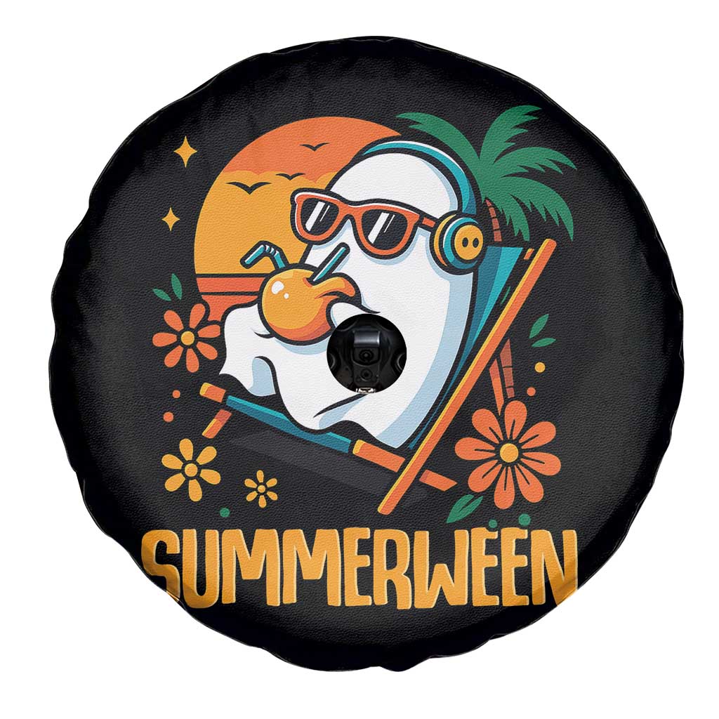 Tropical Summerween Boo Sheet Spare Tire Cover Funny Ghost Halloween Summer Beach Vibes - Wonder Print Shop