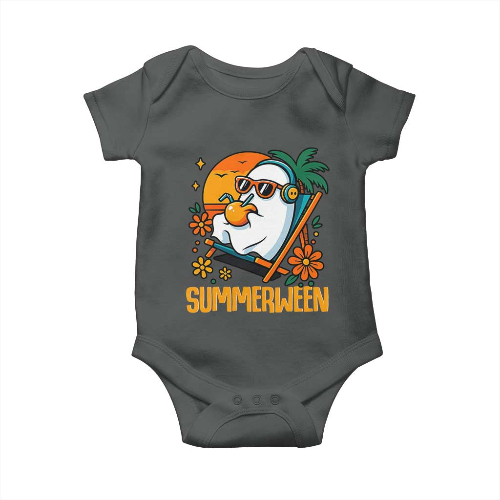 Tropical Summerween Boo Sheet Baby Onesie Funny Ghost Halloween Summer Beach Vibes - Wonder Print Shop
