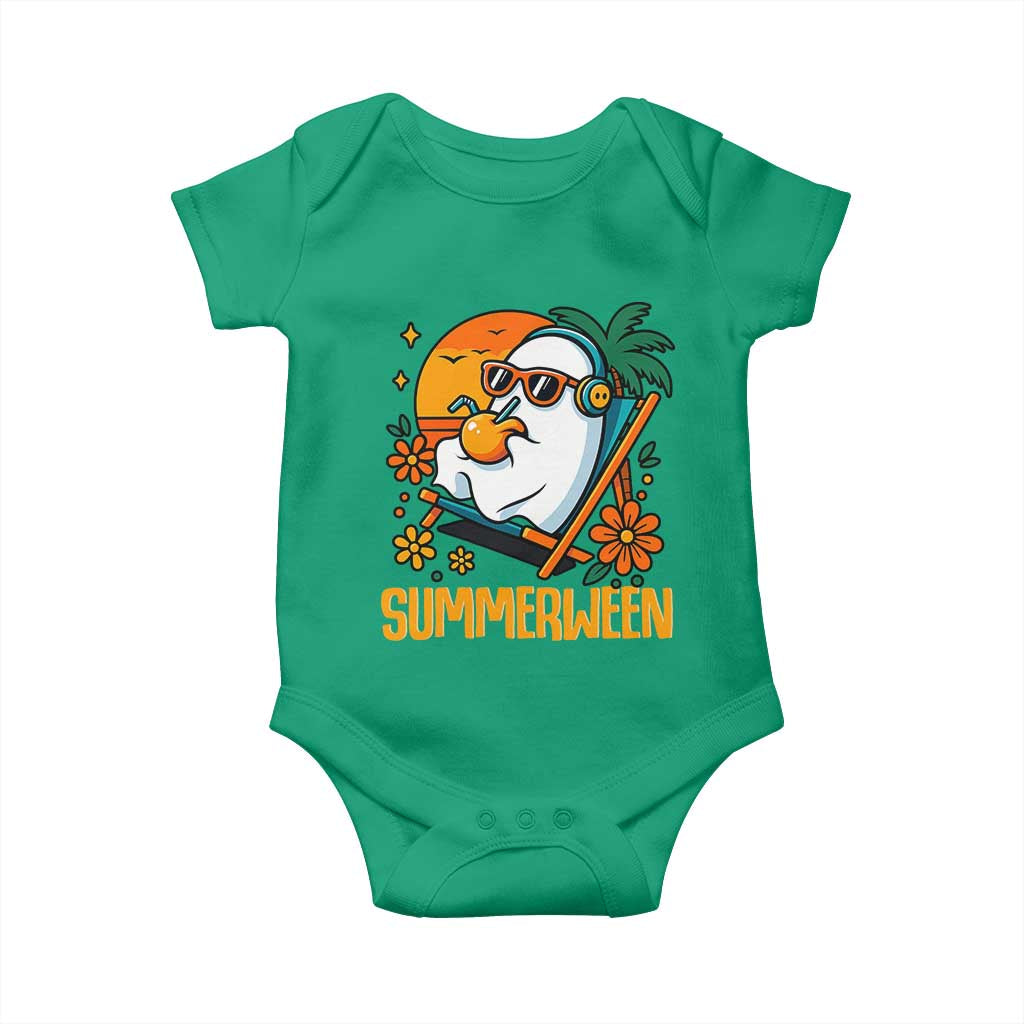 Tropical Summerween Boo Sheet Baby Onesie Funny Ghost Halloween Summer Beach Vibes - Wonder Print Shop