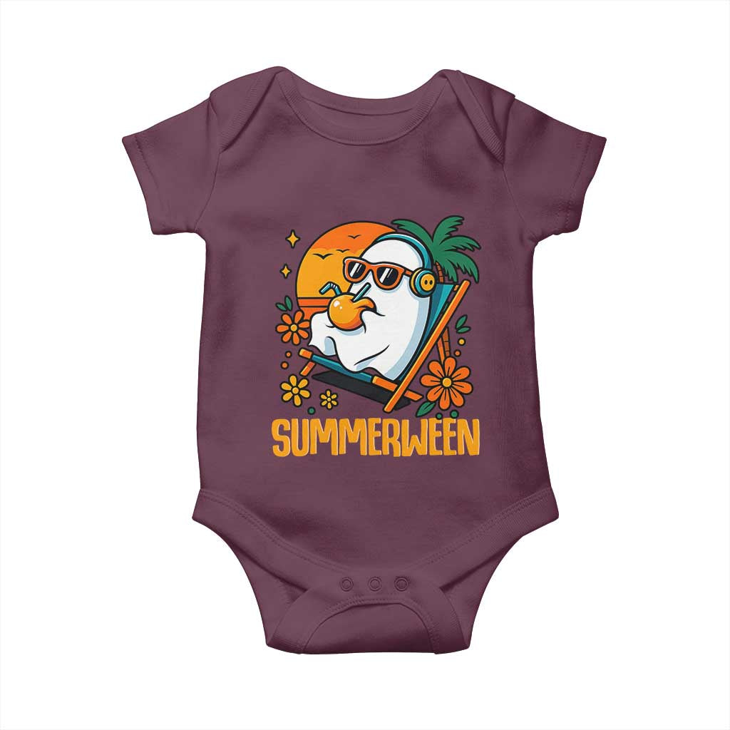 Tropical Summerween Boo Sheet Baby Onesie Funny Ghost Halloween Summer Beach Vibes - Wonder Print Shop