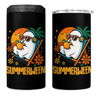 Tropical Summerween Boo Sheet 4 in 1 Can Cooler Tumbler Funny Ghost Halloween Summer Beach Vibes - Wonder Print Shop