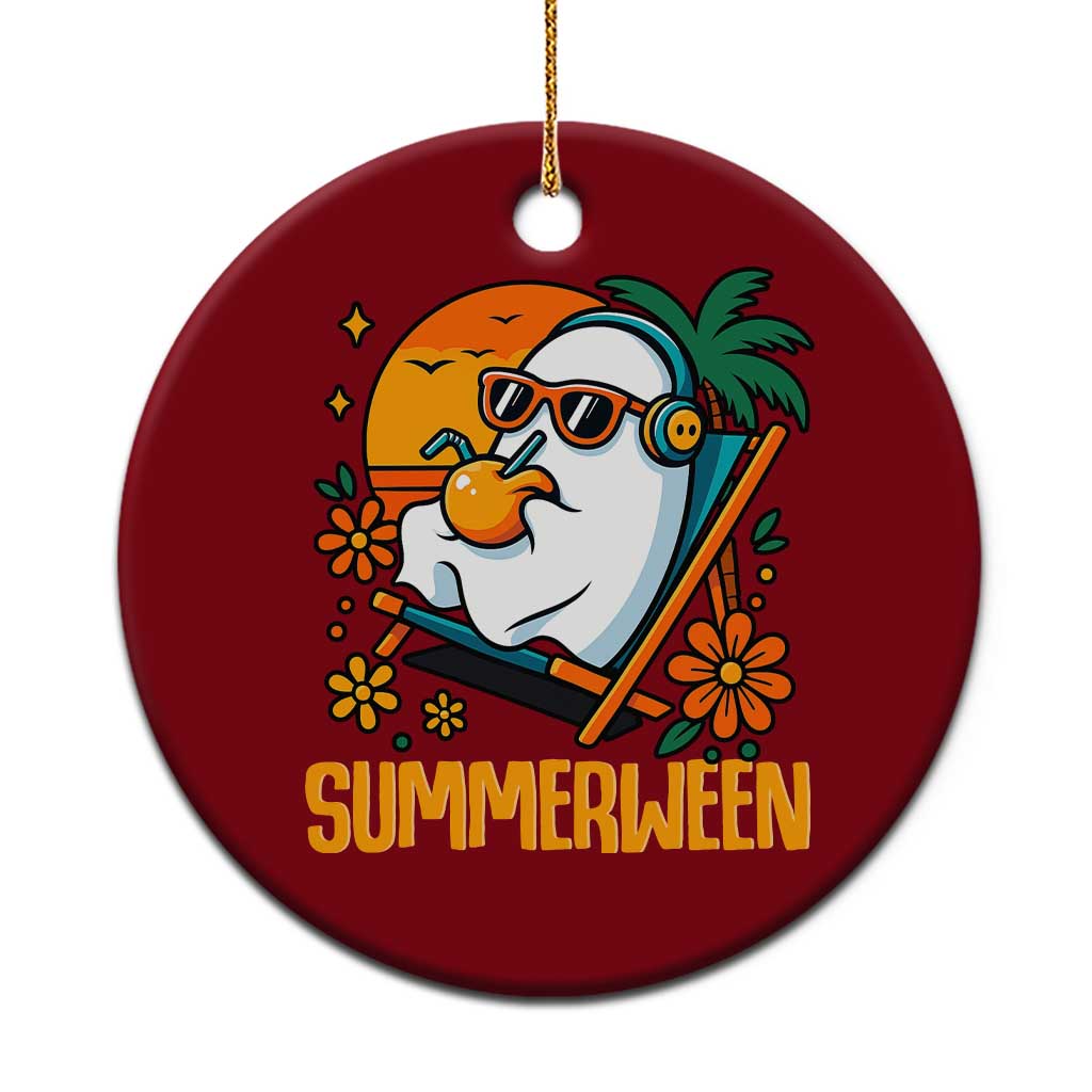 Tropical Summerween Boo Sheet Ceramic Ornament Funny Ghost Halloween Summer Beach Vibes - Wonder Print Shop