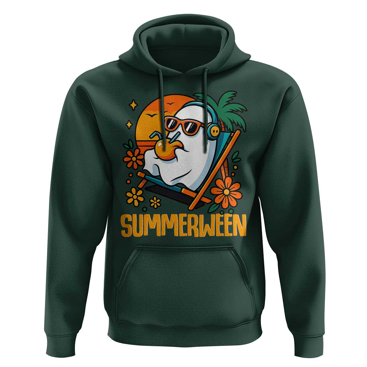Tropical Summerween Boo Sheet Hoodie Funny Ghost Halloween Summer Beach Vibes - Wonder Print Shop