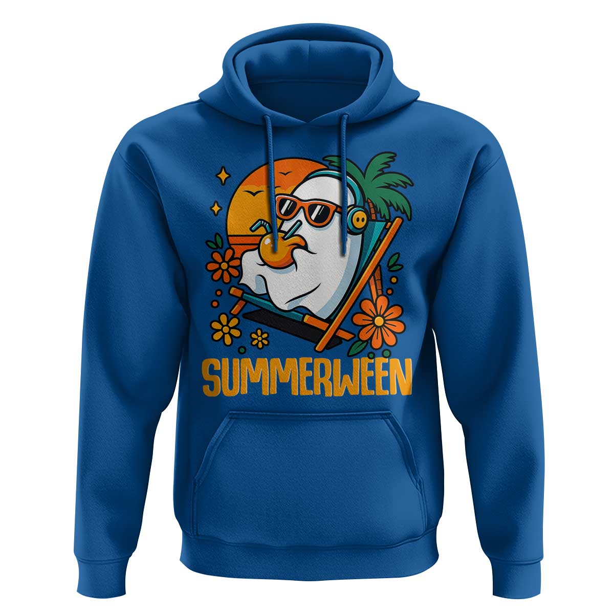 Tropical Summerween Boo Sheet Hoodie Funny Ghost Halloween Summer Beach Vibes - Wonder Print Shop