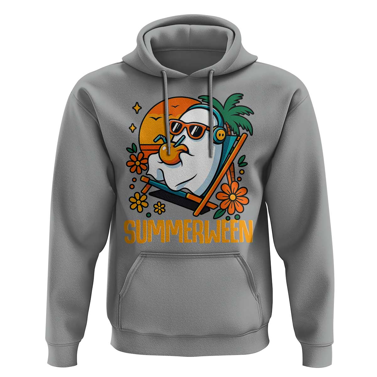 Tropical Summerween Boo Sheet Hoodie Funny Ghost Halloween Summer Beach Vibes - Wonder Print Shop
