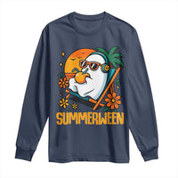Tropical Summerween Boo Sheet Long Sleeve Shirt Funny Ghost Halloween Summer Beach Vibes - Wonder Print Shop