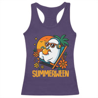 Tropical Summerween Boo Sheet Racerback Tank Top Funny Ghost Halloween Summer Beach Vibes - Wonder Print Shop