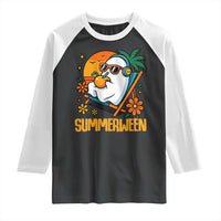 Tropical Summerween Boo Sheet Raglan Shirt Funny Ghost Halloween Summer Beach Vibes - Wonder Print Shop