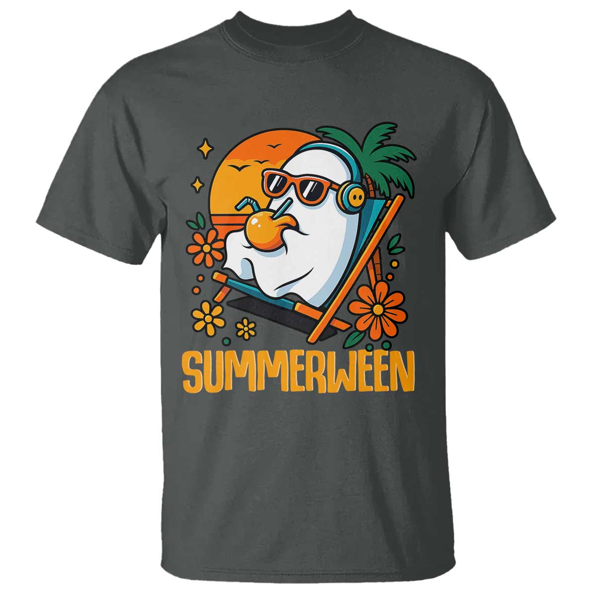 Tropical Summerween Boo Sheet T Shirt Funny Ghost Halloween Summer Beach Vibes - Wonder Print Shop
