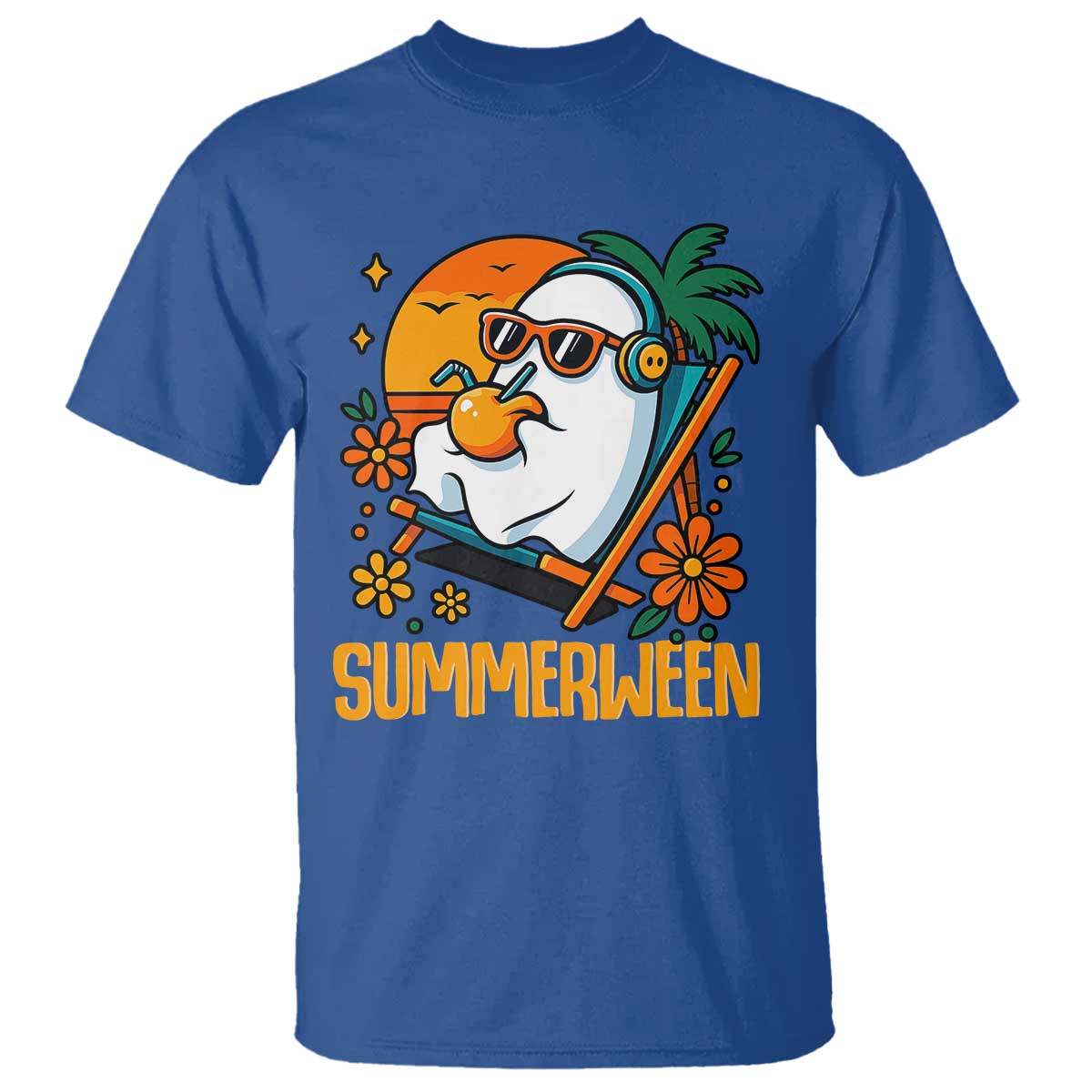 Tropical Summerween Boo Sheet T Shirt Funny Ghost Halloween Summer Beach Vibes - Wonder Print Shop