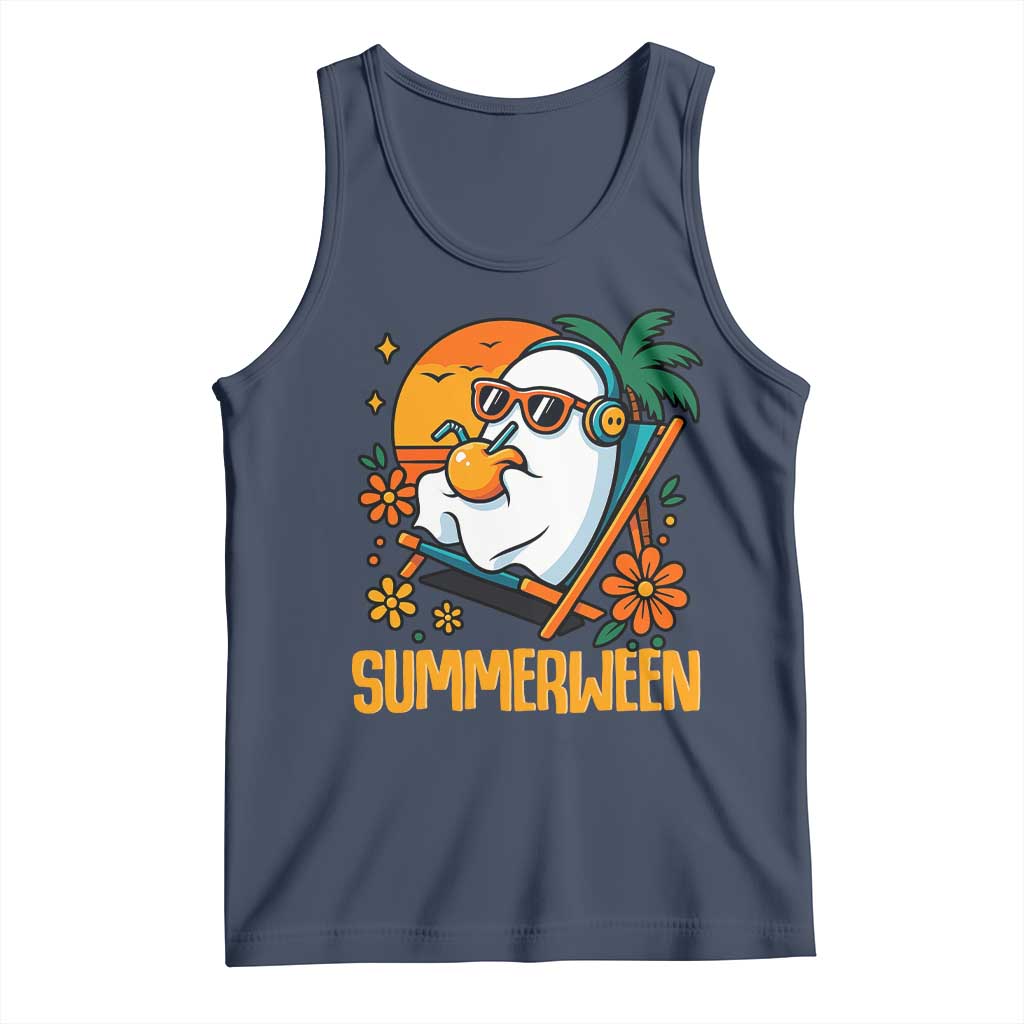 Tropical Summerween Boo Sheet Tank Top Funny Ghost Halloween Summer Beach Vibes - Wonder Print Shop