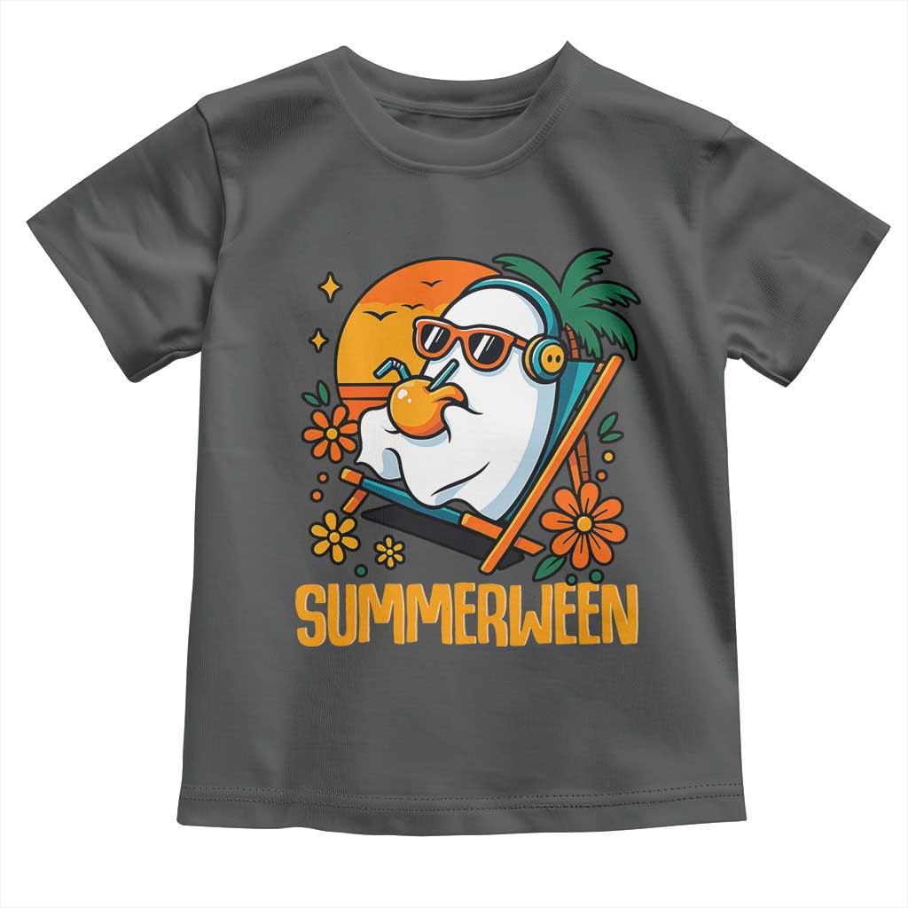 Tropical Summerween Boo Sheet Toddler T Shirt Funny Ghost Halloween Summer Beach Vibes - Wonder Print Shop