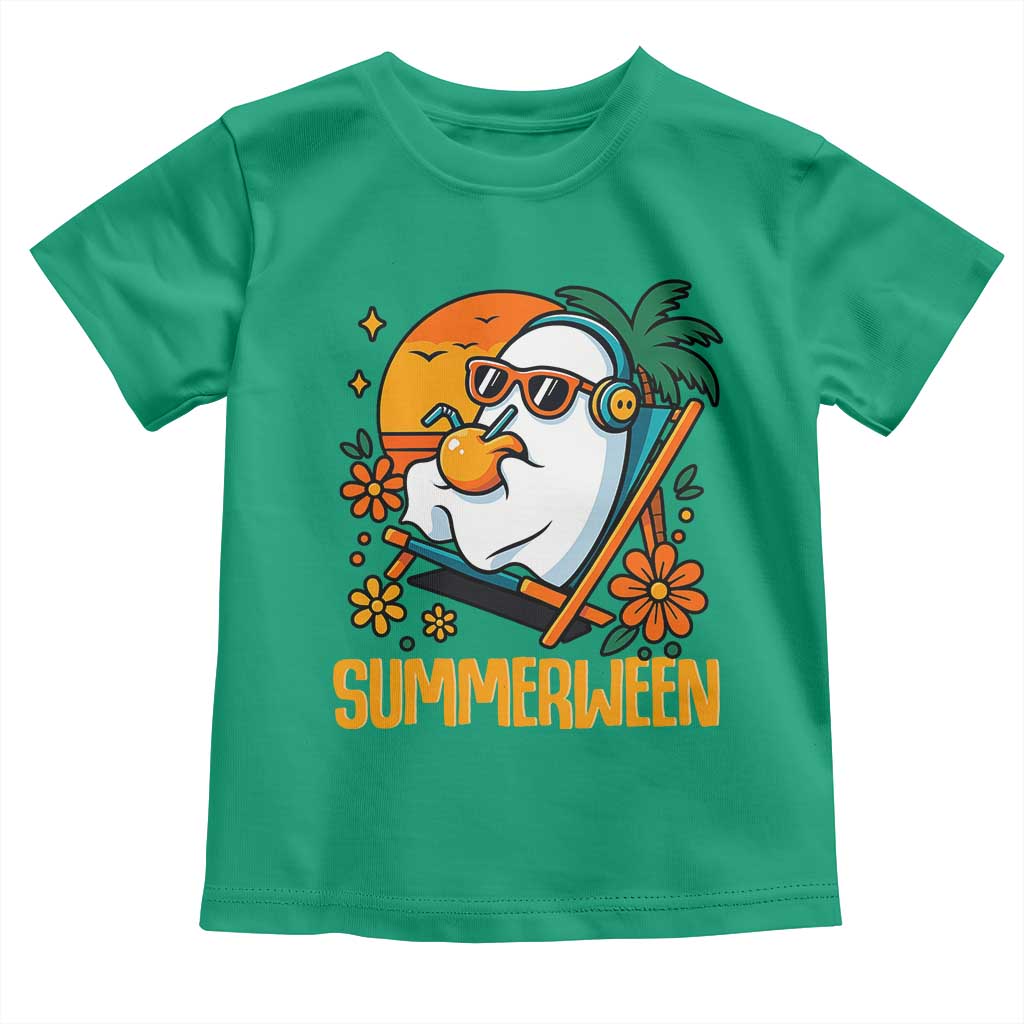 Tropical Summerween Boo Sheet Toddler T Shirt Funny Ghost Halloween Summer Beach Vibes - Wonder Print Shop